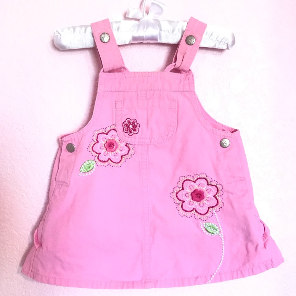 Faded Glory Baby Pink Overall Dress 9M 6-9M GUC